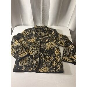 Jane Ashley Vintage Animal Print Tapestry Jacket Womens Large Safari 90s